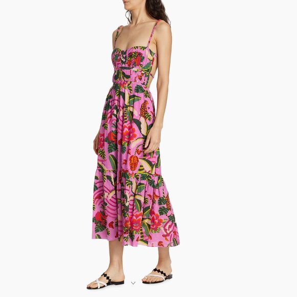 Farm Rio  Leopard Forest Cotton Midi-Dress XXS - Picture 2 of 3